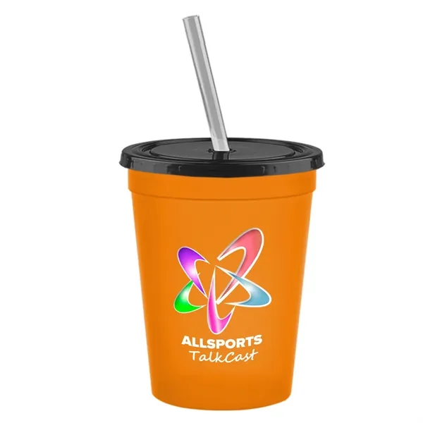 Molded in USA 16 oz. Stadium Cup with Lid & Straw... from ASI 40480 Koozie Group