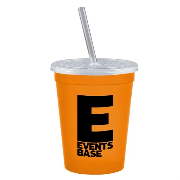 Molded in USA 16 oz. Stadium Cup with Lid & Straw... from ASI 40480 Koozie Group
