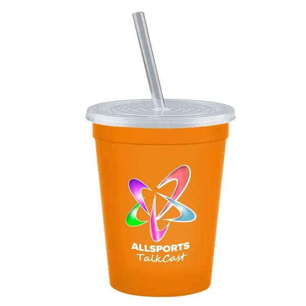 Molded in USA 16 oz. Stadium Cup with Lid & Straw... from ASI 40480 Koozie Group
