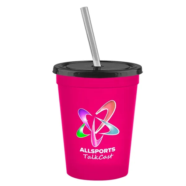Molded in USA 16 oz. Stadium Cup with Lid & Straw... from ASI 40480 Koozie Group