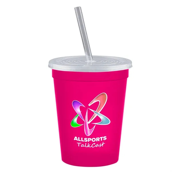 Molded in USA 16 oz. Stadium Cup with Lid & Straw... from ASI 40480 Koozie Group