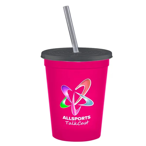 Molded in USA 16 oz. Stadium Cup with Lid & Straw... from ASI 40480 Koozie Group