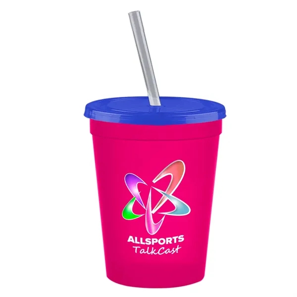 Molded in USA 16 oz. Stadium Cup with Lid & Straw... from ASI 40480 Koozie Group