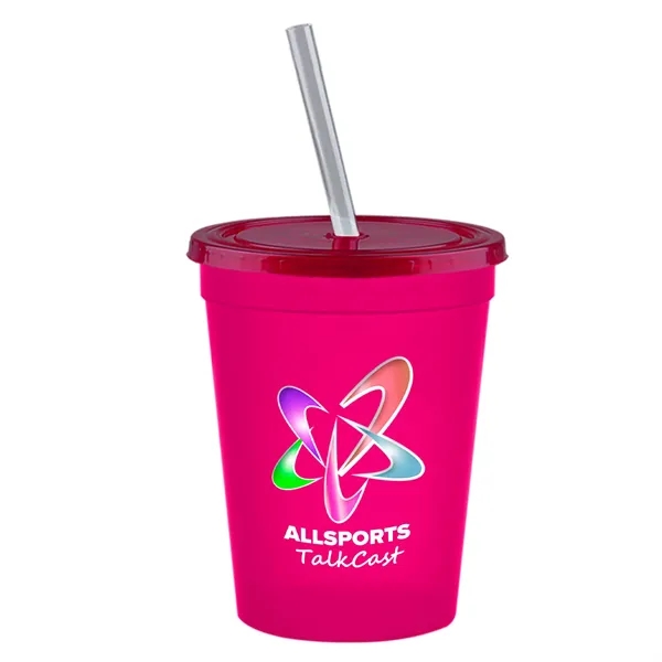 Molded in USA 16 oz. Stadium Cup with Lid & Straw... from ASI 40480 Koozie Group