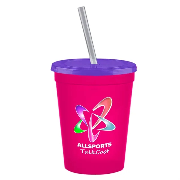 Molded in USA 16 oz. Stadium Cup with Lid & Straw... from ASI 40480 Koozie Group