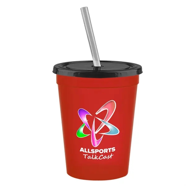 Molded in USA 16 oz. Stadium Cup with Lid & Straw... from ASI 40480 Koozie Group