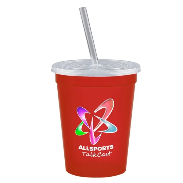 Molded in USA 16 oz. Stadium Cup with Lid & Straw... from ASI 40480 Koozie Group