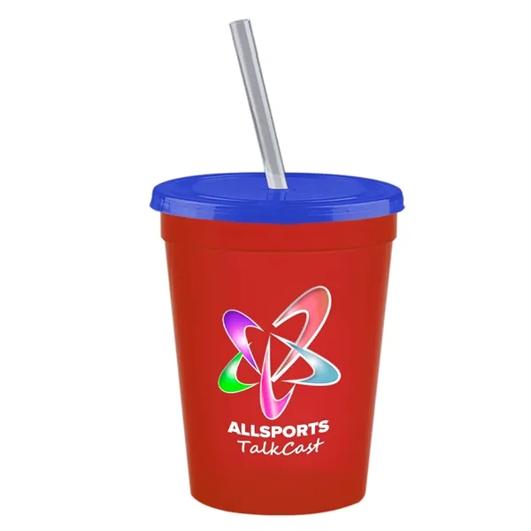 Molded in USA 16 oz. Stadium Cup with Lid & Straw... from ASI 40480 Koozie Group