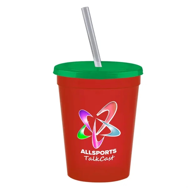 Molded in USA 16 oz. Stadium Cup with Lid & Straw... from ASI 40480 Koozie Group