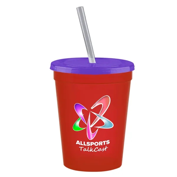Molded in USA 16 oz. Stadium Cup with Lid & Straw... from ASI 40480 Koozie Group