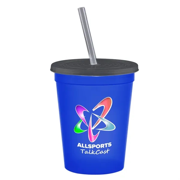Molded in USA 16 oz. Stadium Cup with Lid & Straw... from ASI 40480 Koozie Group