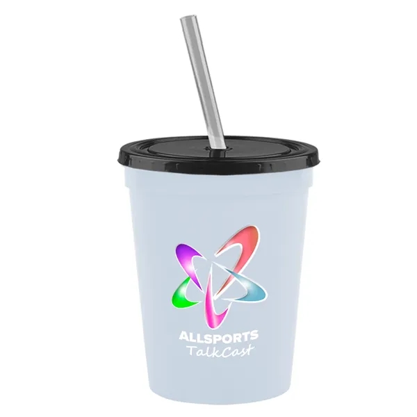Molded in USA 16 oz. Stadium Cup with Lid & Straw... from ASI 40480 Koozie Group