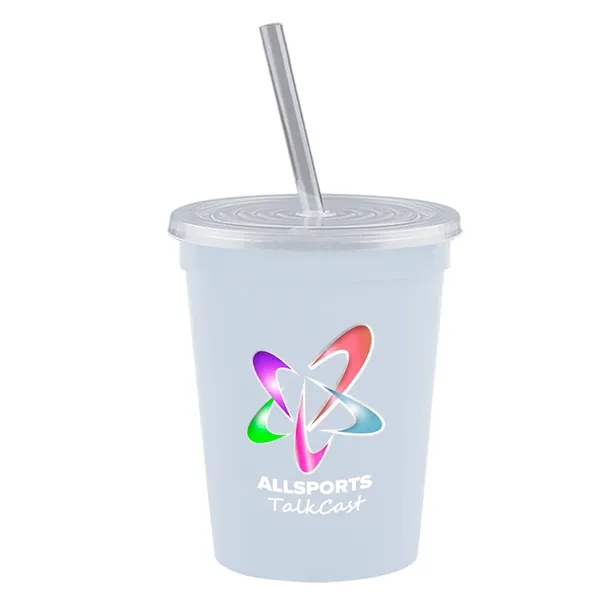 Molded in USA 16 oz. Stadium Cup with Lid & Straw... from ASI 40480 Koozie Group