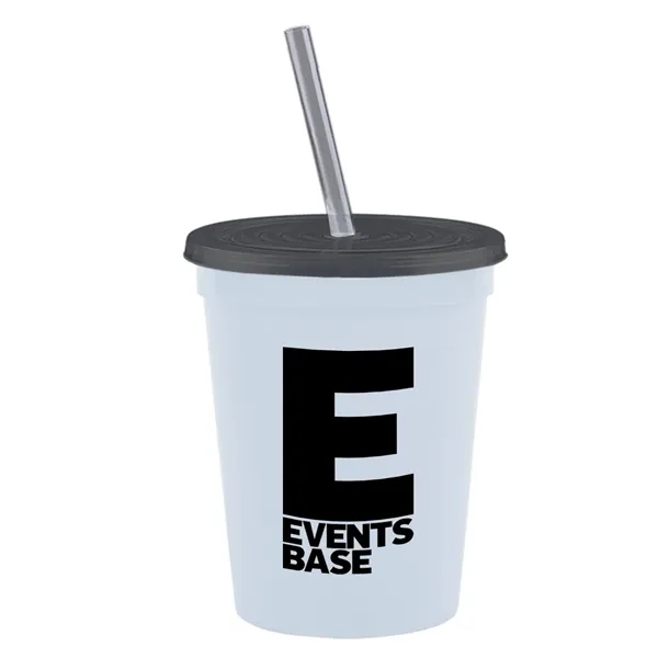Molded in USA 16 oz. Stadium Cup with Lid & Straw... from ASI 40480 Koozie Group