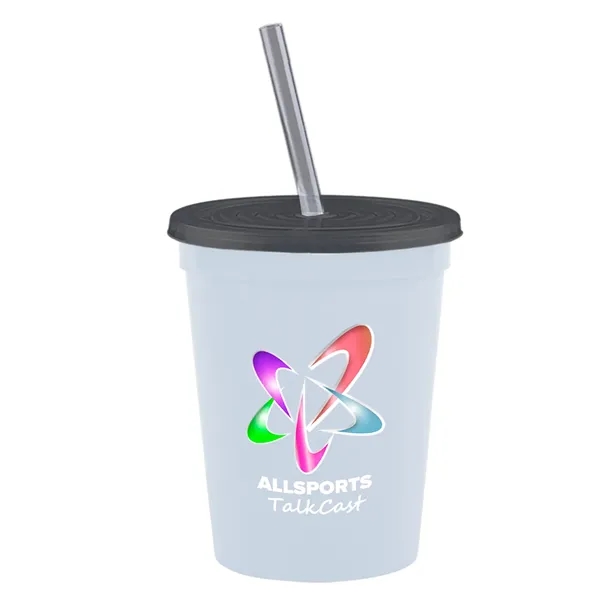 Molded in USA 16 oz. Stadium Cup with Lid & Straw... from ASI 40480 Koozie Group