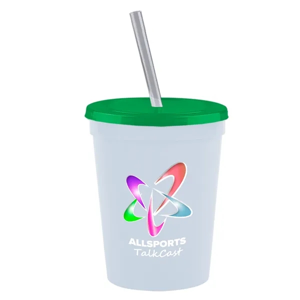 Molded in USA 16 oz. Stadium Cup with Lid & Straw... from ASI 40480 Koozie Group