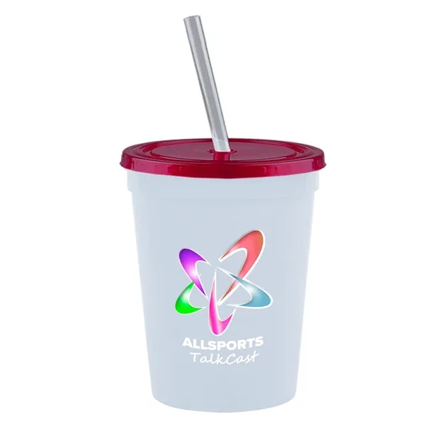 Molded in USA 16 oz. Stadium Cup with Lid & Straw... from ASI 40480 Koozie Group