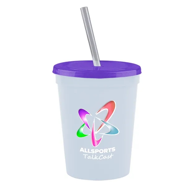Molded in USA 16 oz. Stadium Cup with Lid & Straw... from ASI 40480 Koozie Group