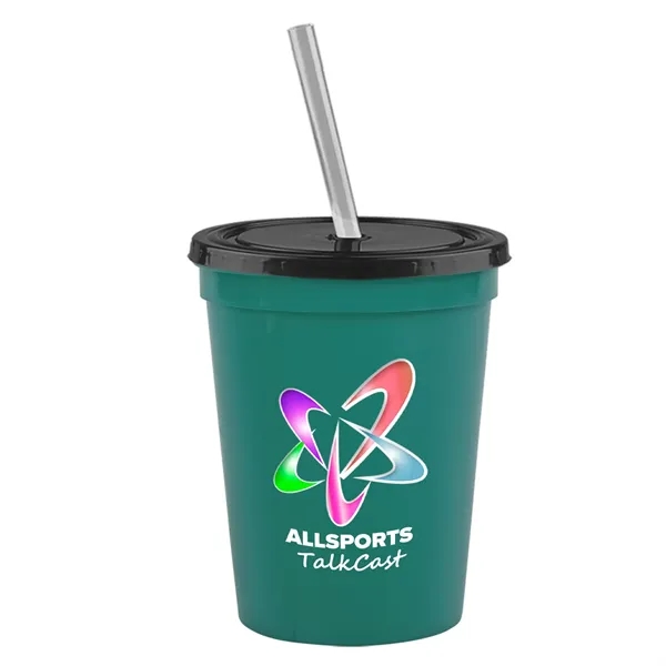 Molded in USA 16 oz. Stadium Cup with Lid & Straw... from ASI 40480 Koozie Group