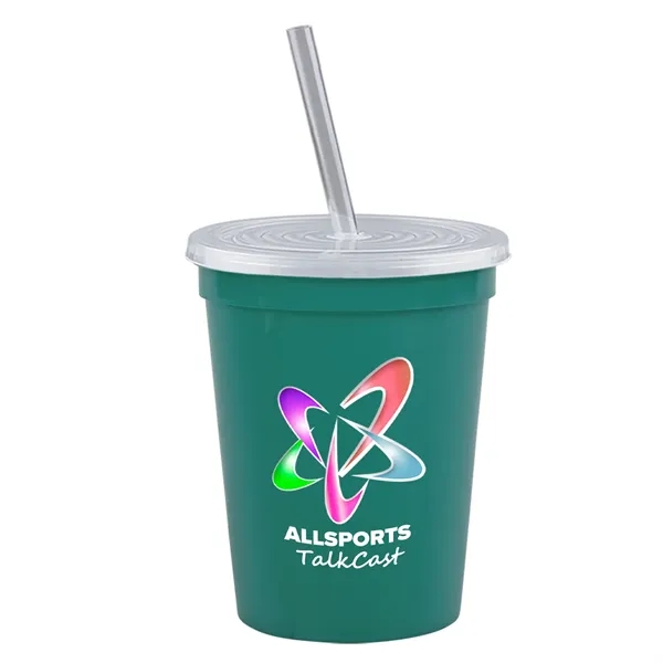 Molded in USA 16 oz. Stadium Cup with Lid & Straw... from ASI 40480 Koozie Group