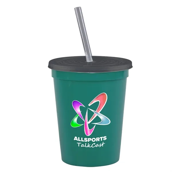 Molded in USA 16 oz. Stadium Cup with Lid & Straw... from ASI 40480 Koozie Group