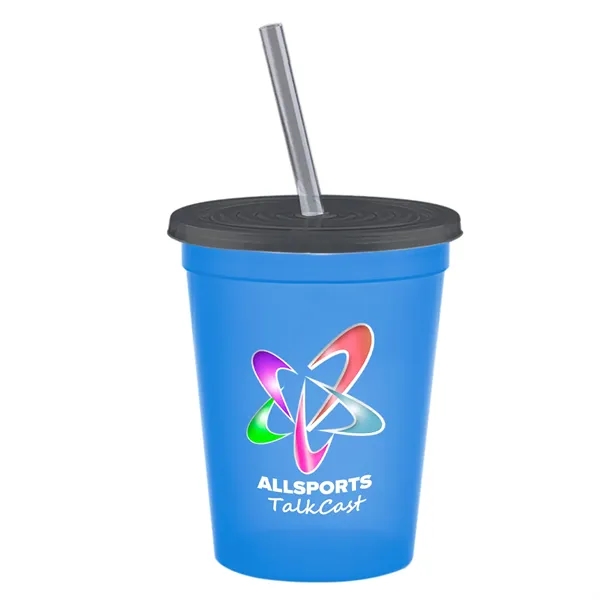 Molded in USA 16 oz. Stadium Cup with Lid & Straw... from ASI 40480 Koozie Group