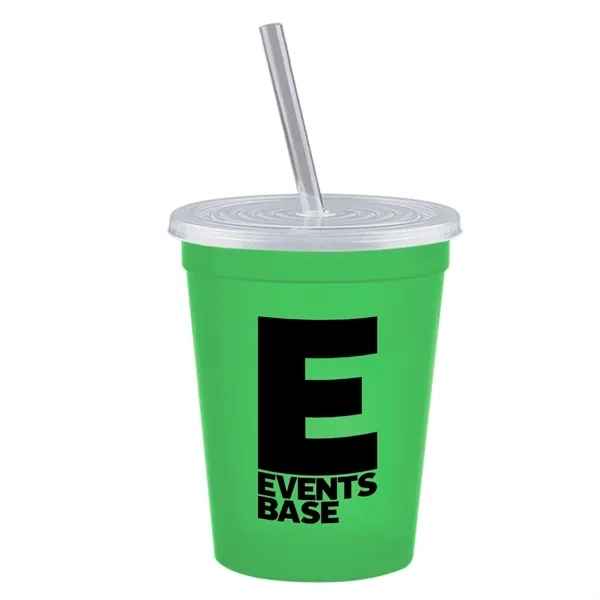 Molded in USA 16 oz. Stadium Cup with Lid & Straw... from ASI 40480 Koozie Group