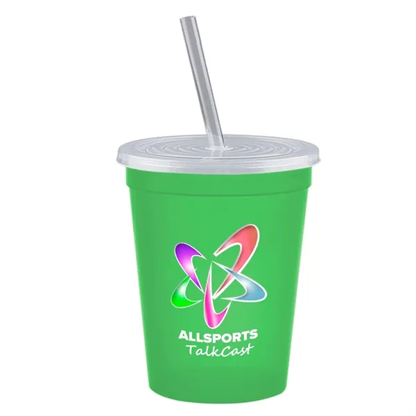 Molded in USA 16 oz. Stadium Cup with Lid & Straw... from ASI 40480 Koozie Group