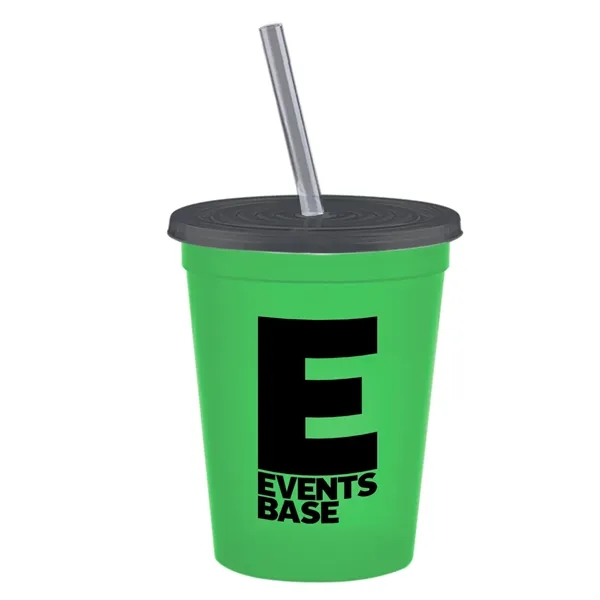 Molded in USA 16 oz. Stadium Cup with Lid & Straw... from ASI 40480 Koozie Group