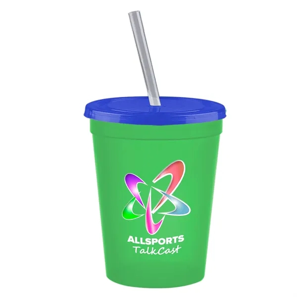 Molded in USA 16 oz. Stadium Cup with Lid & Straw... from ASI 40480 Koozie Group