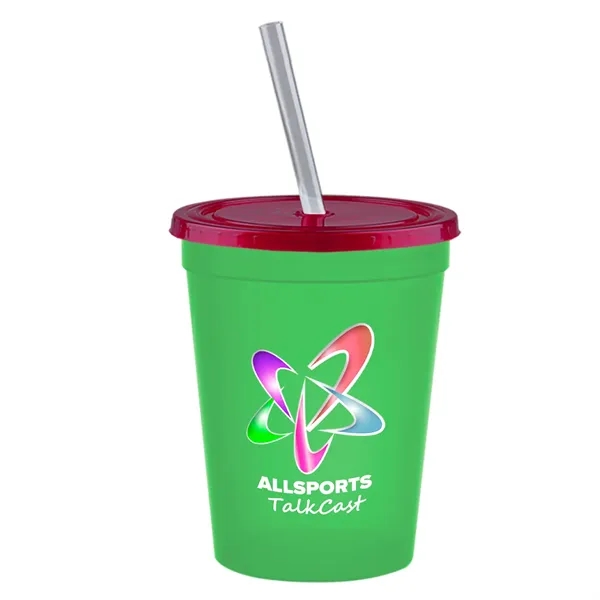 Molded in USA 16 oz. Stadium Cup with Lid & Straw... from ASI 40480 Koozie Group
