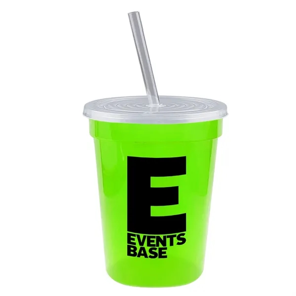 Molded in USA 16 oz. Stadium Cup with Lid & Straw... from ASI 40480 Koozie Group