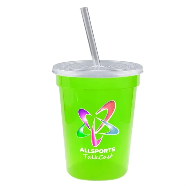 Molded in USA 16 oz. Stadium Cup with Lid & Straw... from ASI 40480 Koozie Group