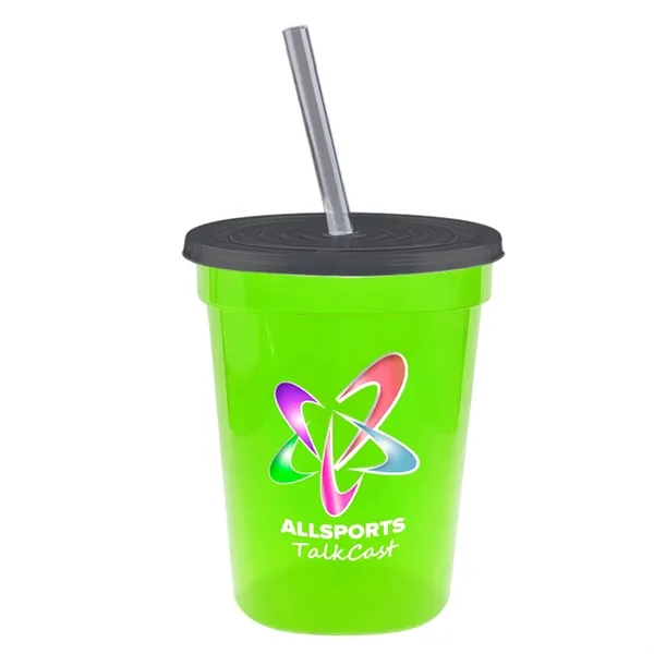 Molded in USA 16 oz. Stadium Cup with Lid & Straw... from ASI 40480 Koozie Group