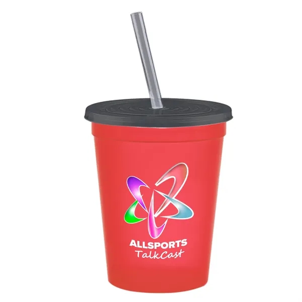 Molded in USA 16 oz. Stadium Cup with Lid & Straw... from ASI 40480 Koozie Group