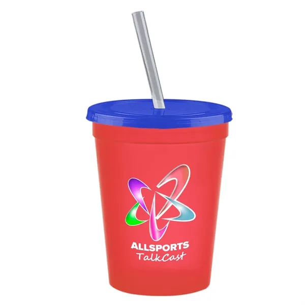 Molded in USA 16 oz. Stadium Cup with Lid & Straw... from ASI 40480 Koozie Group