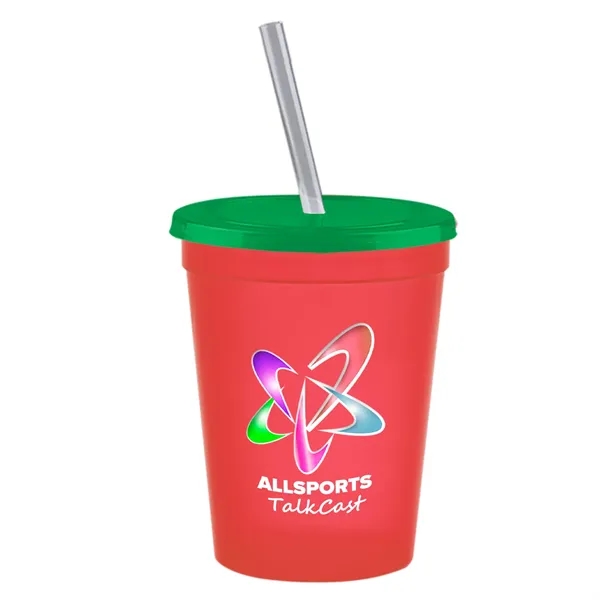 Molded in USA 16 oz. Stadium Cup with Lid & Straw... from ASI 40480 Koozie Group
