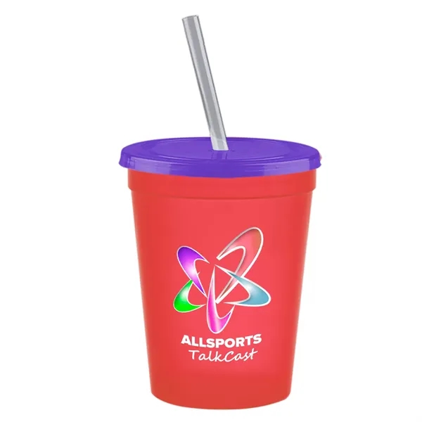 Molded in USA 16 oz. Stadium Cup with Lid & Straw... from ASI 40480 Koozie Group