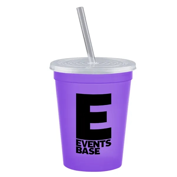 Molded in USA 16 oz. Stadium Cup with Lid & Straw... from ASI 40480 Koozie Group