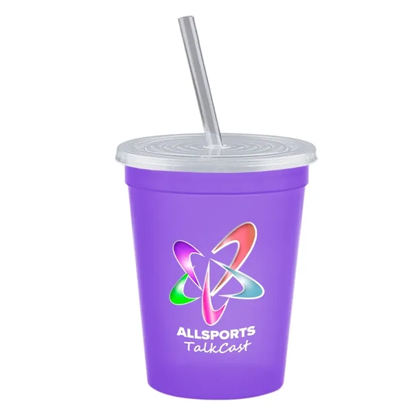 Molded in USA 16 oz. Stadium Cup with Lid & Straw... from ASI 40480 Koozie Group