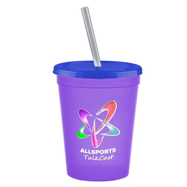 Molded in USA 16 oz. Stadium Cup with Lid & Straw... from ASI 40480 Koozie Group