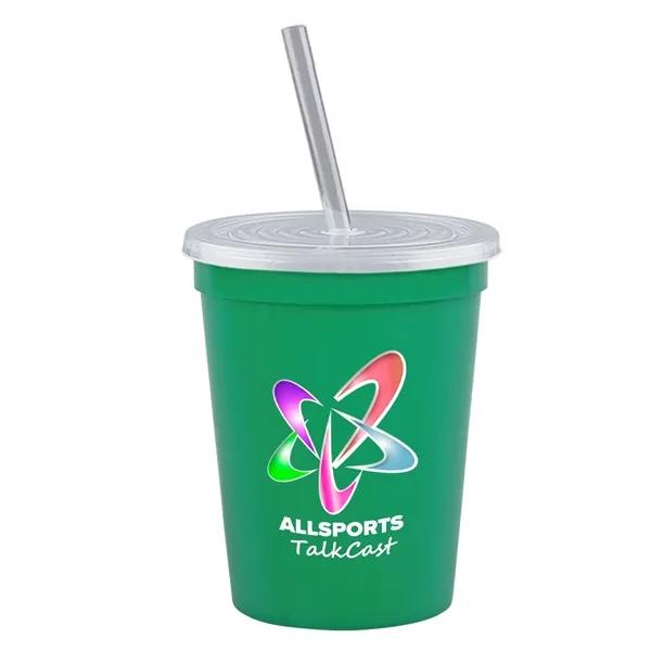 Molded in USA 16 oz. Stadium Cup with Lid & Straw... from ASI 40480 Koozie Group