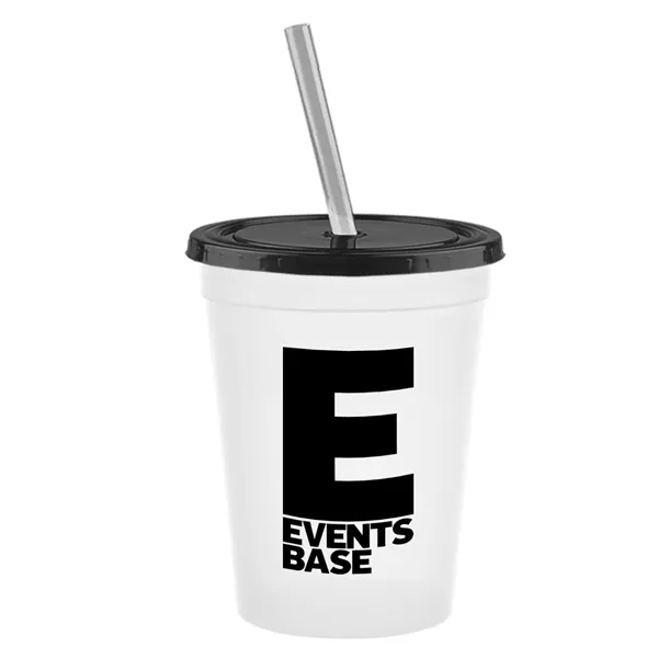Molded in USA 16 oz. Stadium Cup with Lid & Straw... from ASI 40480 Koozie Group