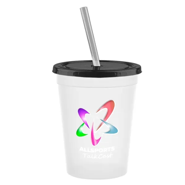 Molded in USA 16 oz. Stadium Cup with Lid & Straw... from ASI 40480 Koozie Group