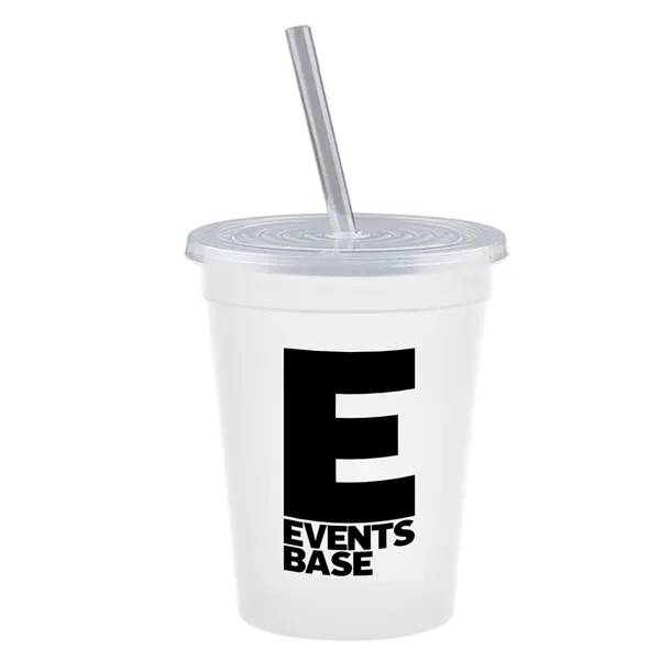 Molded in USA 16 oz. Stadium Cup with Lid & Straw... from ASI 40480 Koozie Group