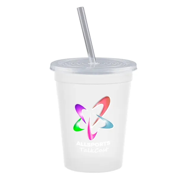 Molded in USA 16 oz. Stadium Cup with Lid & Straw... from ASI 40480 Koozie Group