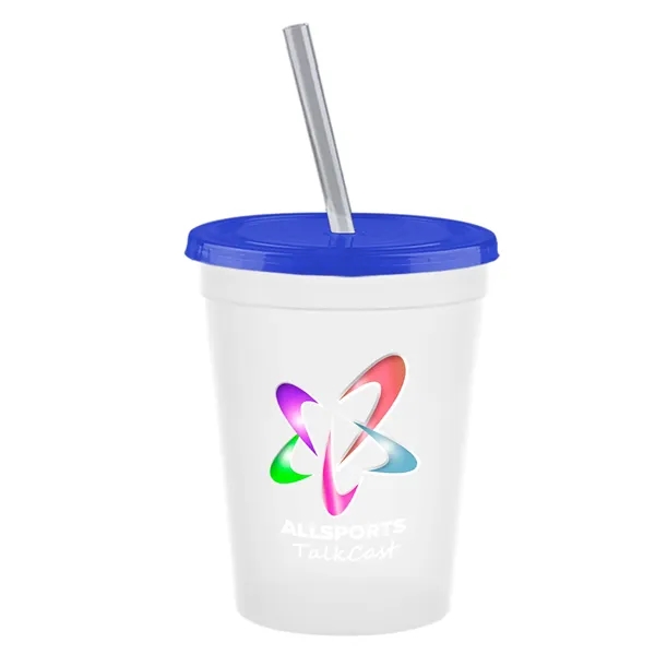 Molded in USA 16 oz. Stadium Cup with Lid & Straw... from ASI 40480 Koozie Group
