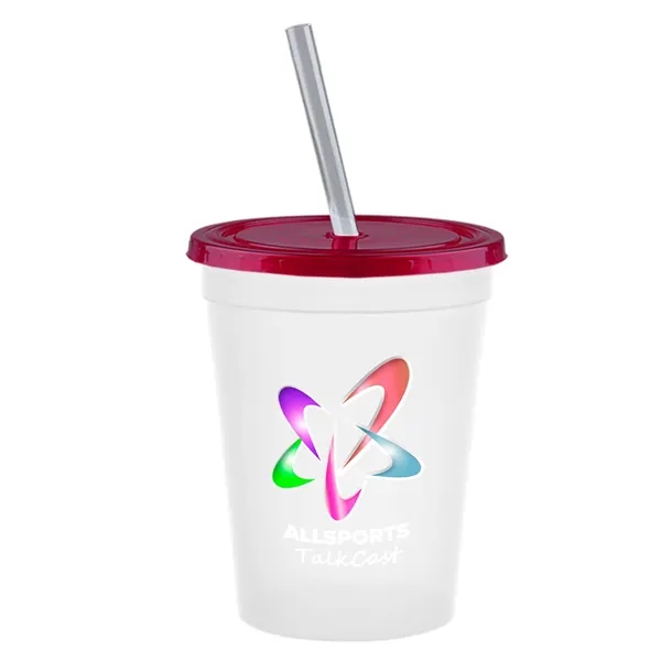 Molded in USA 16 oz. Stadium Cup with Lid & Straw... from ASI 40480 Koozie Group