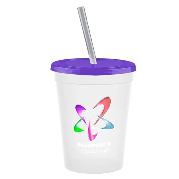 Molded in USA 16 oz. Stadium Cup with Lid & Straw... from ASI 40480 Koozie Group