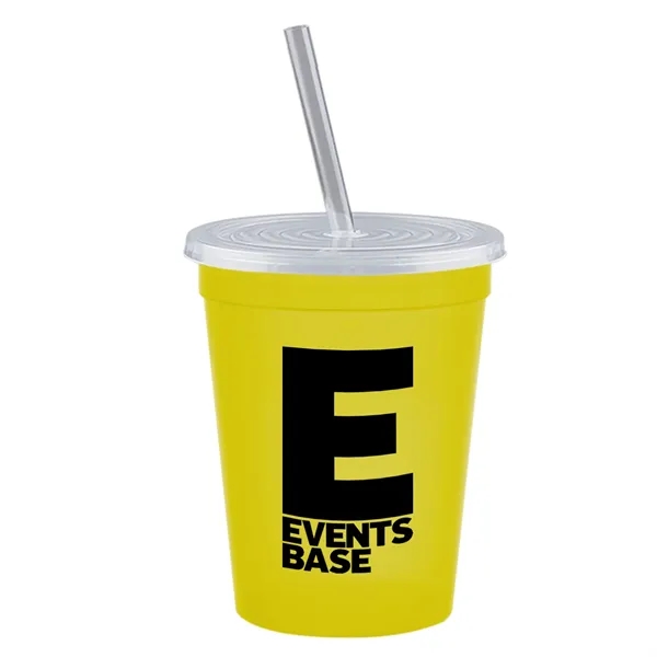 Molded in USA 16 oz. Stadium Cup with Lid & Straw... from ASI 40480 Koozie Group